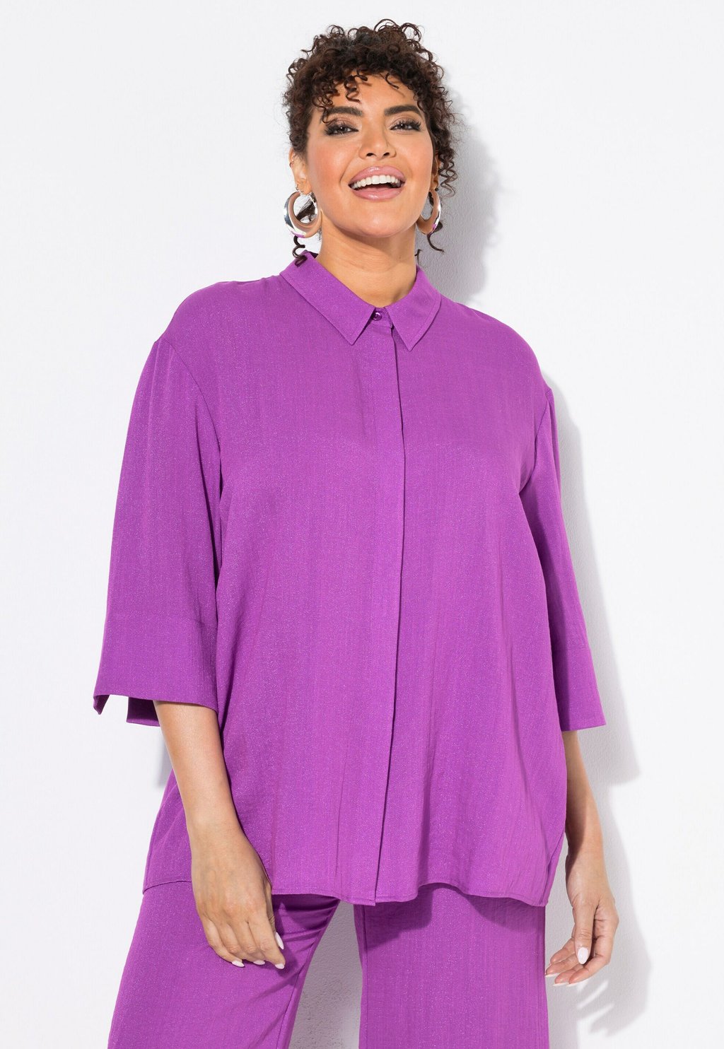 

Блузка на пуговицах 3/4 SLEEVE Ulla Popken, фиолетовый