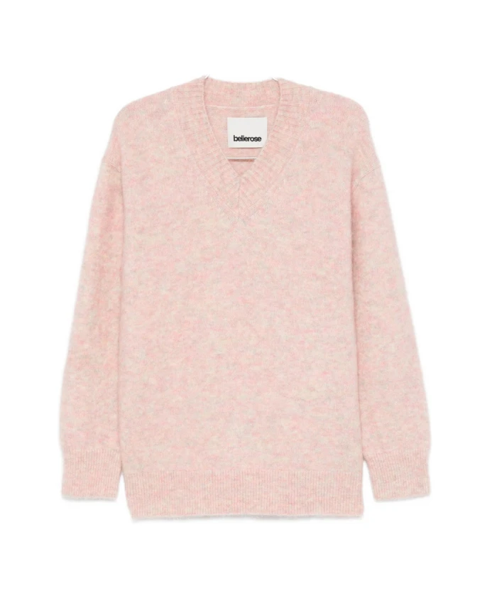 

Розовый свитер с V-образным вырезом и ребристой отделкой Bellerose, розовый