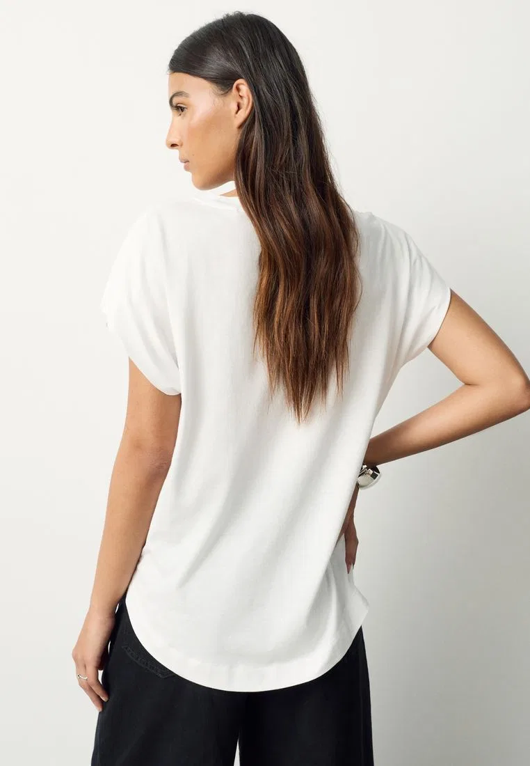 Футболка, хлопок модал, с коротким рукавом, TENCEL Modal, белый Next — фото 2