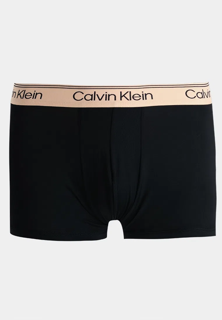 Трусы, микрофибра, низкая посадка, 3 шт., Calvin Klein, черный/синий/персиковый — фото 2