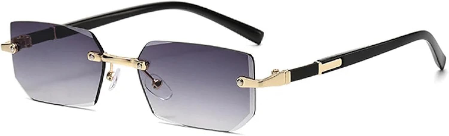 

Солнцезащитные очки с защитой от УФ-излучения UV400 | Без оправы, металлический панк, разноцветные линзы | Для женщин и мужчин, для занятий спортом на открытом воздухе и вождения DSVIGF, Gold-gray