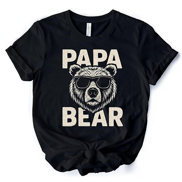 

Футболка Papa bear sunglasses, черная винтажная Ornamentallyyou
