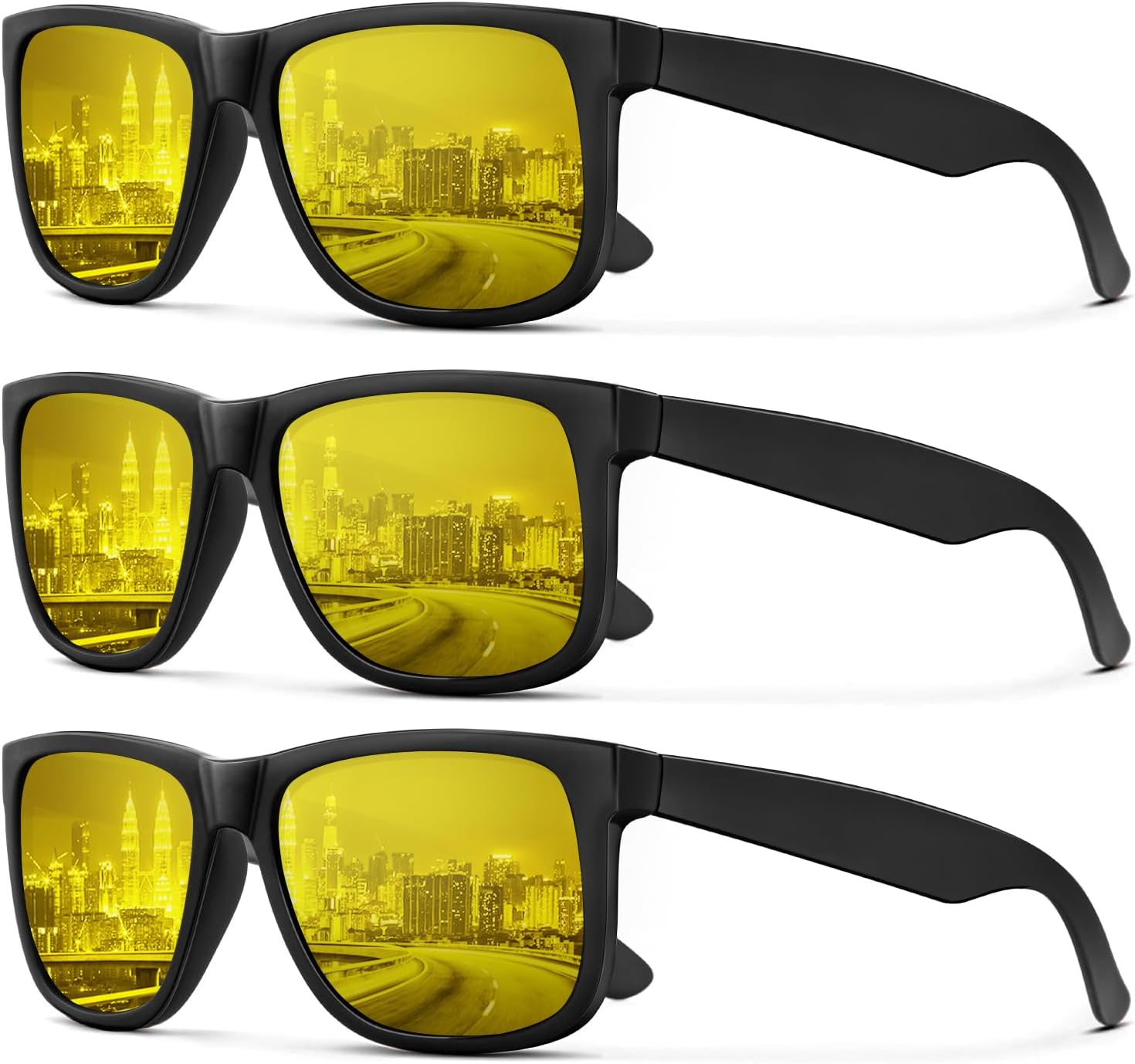 

Солнцезащитные очки KALIYADI для мужчин и женщин, поляризованные, классическая матовая черная оправа, защита от УФ-излучения, комплект из 3 штук, (3 Pack) Night Vision/Night Vision/Night Vision