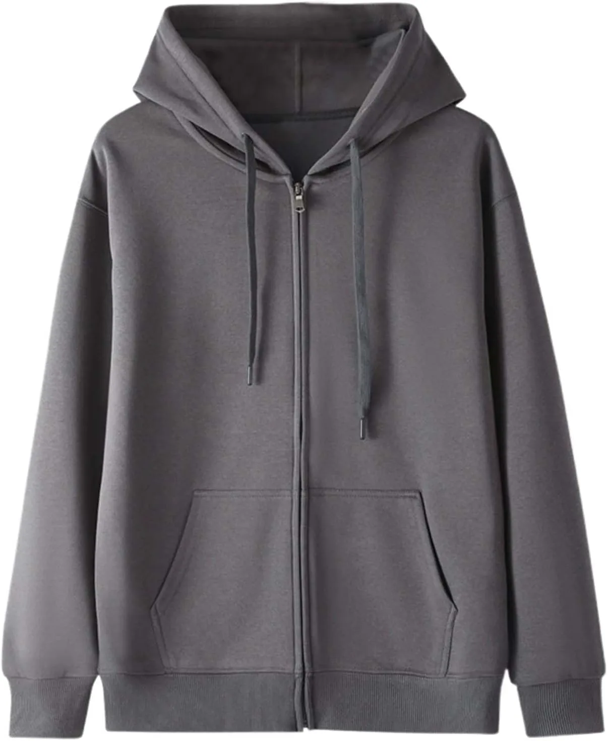 Толстовка с капюшоном Zip Up в стиле Anime для мужчин, модная, с длинными рукавами, повседневная, с капюшоном, для тренировок и колледжа, на флисовой подкладке, пуловер Generic, светло-серый