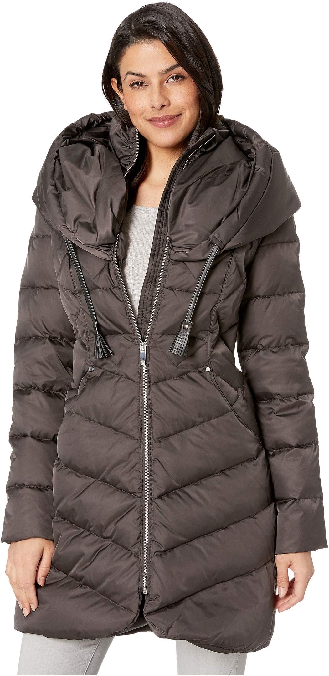 

Пальто Via Spiga Pillow Collar Coat with PU Cord, цвет Concrete