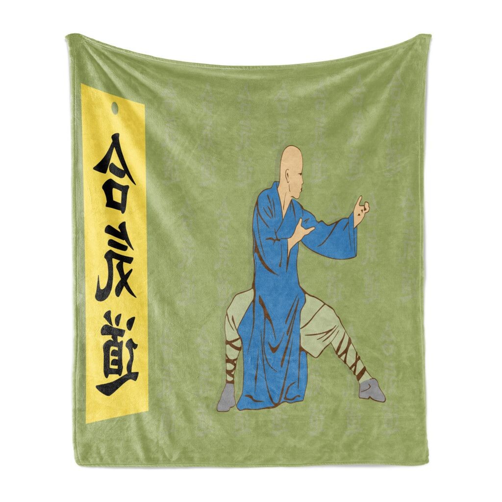 

Мягкое фланелевое флисовое одеяло ABAKUHAUS Kung Fu, «Мужчина в одежде движется», уютный плюш для использования в помещении и на улице, 125 x 175 см, разноцветный