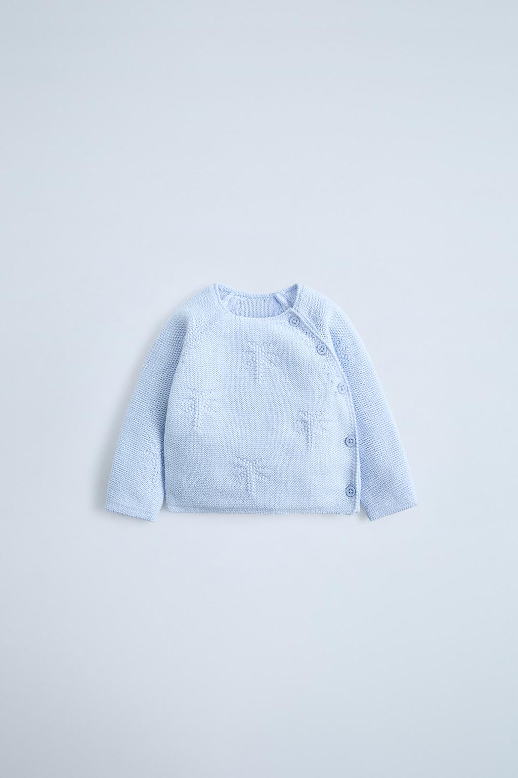 

Вязаный свитер с пальмой ZARA, цвет Pastel blue