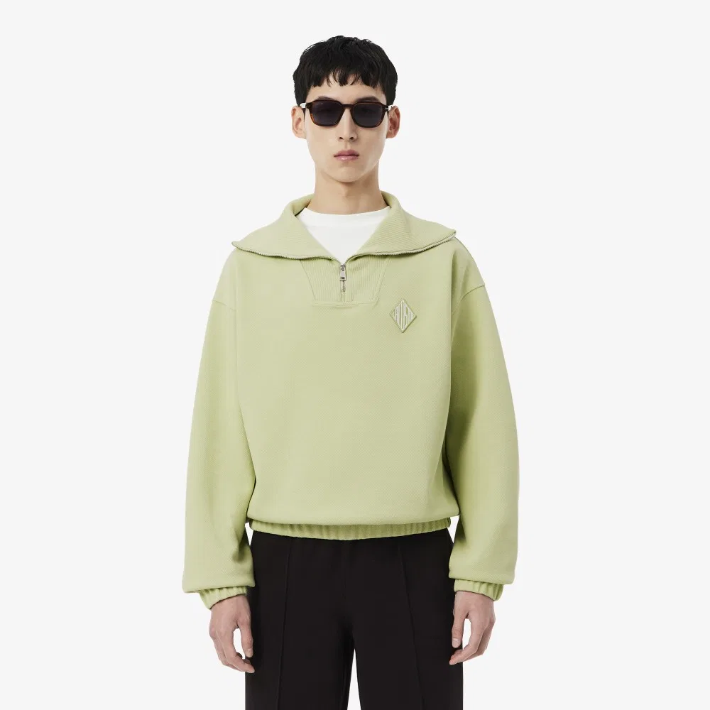 Мужской свитшот Lacoste с ромбовидным логотипом и короткой молнией, светло-оливковый