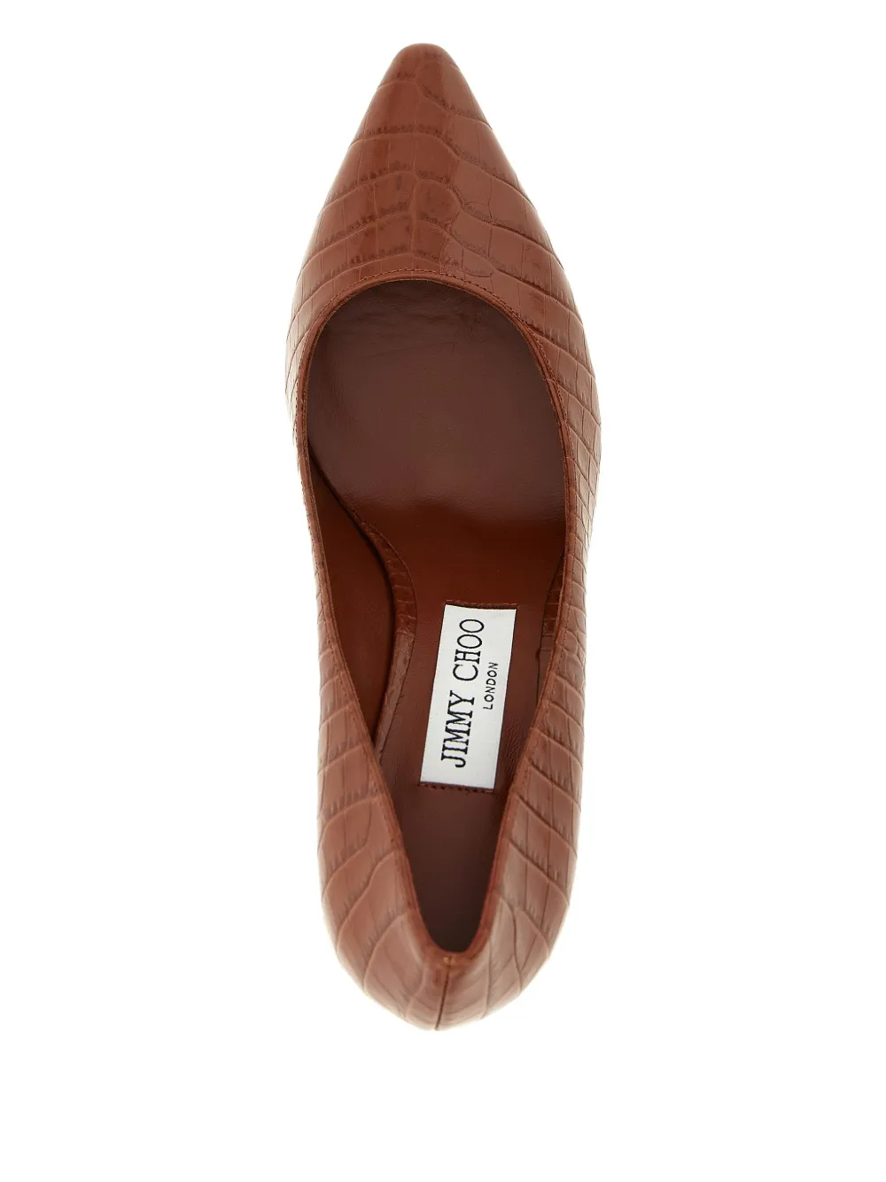 Туфли Romy с острым носком и эффектом крокодила, 85 мм JIMMY CHOO, коричневый — фото 2