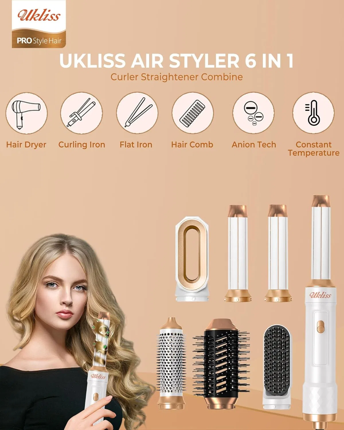 Набор для укладки волос UKLISS 6 в 1 с автоматической плойкой Ukliss — фото 2
