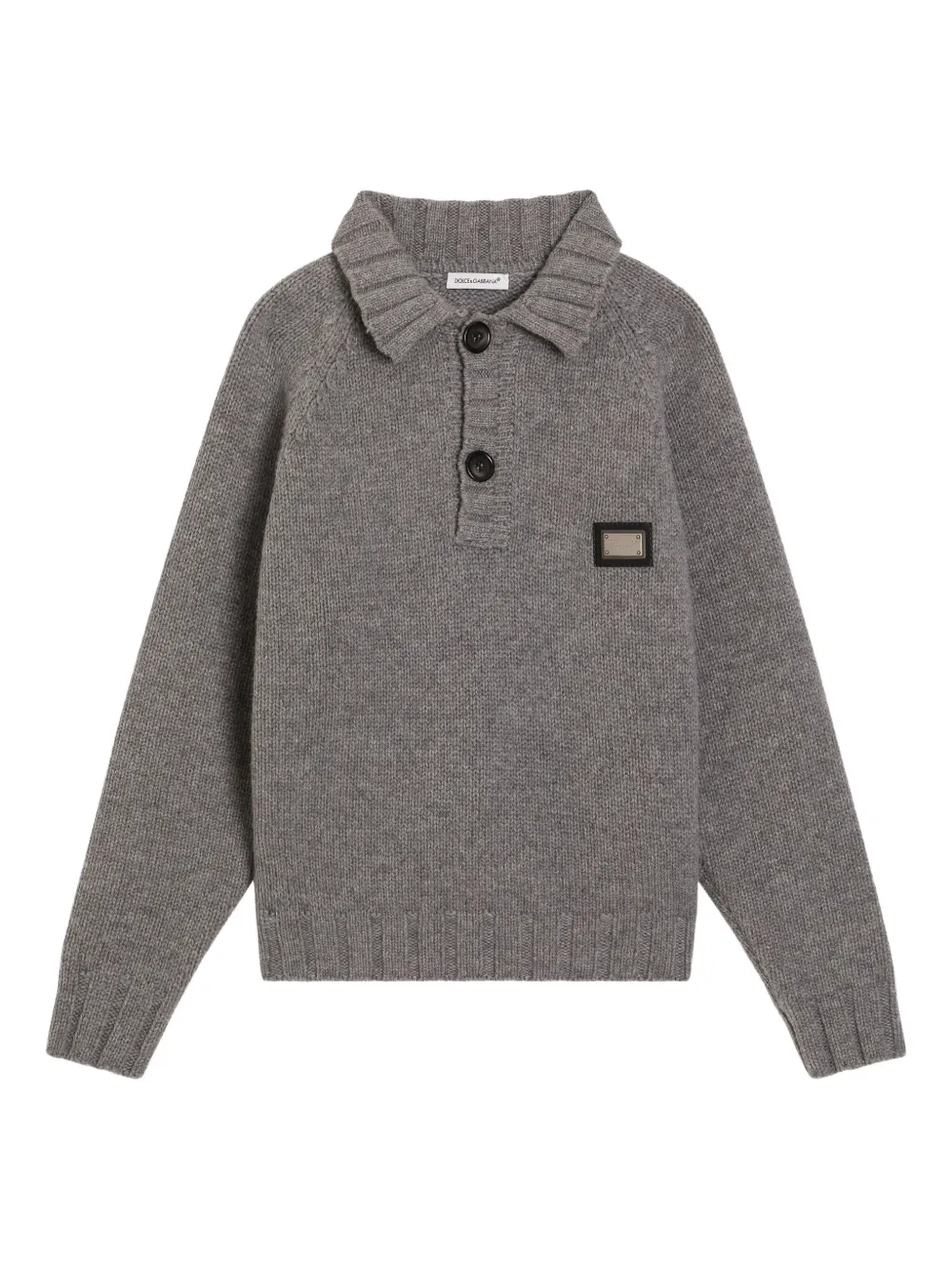 

Свитер с воротником поло и логотипом Dolce & Gabbana Kids, серый