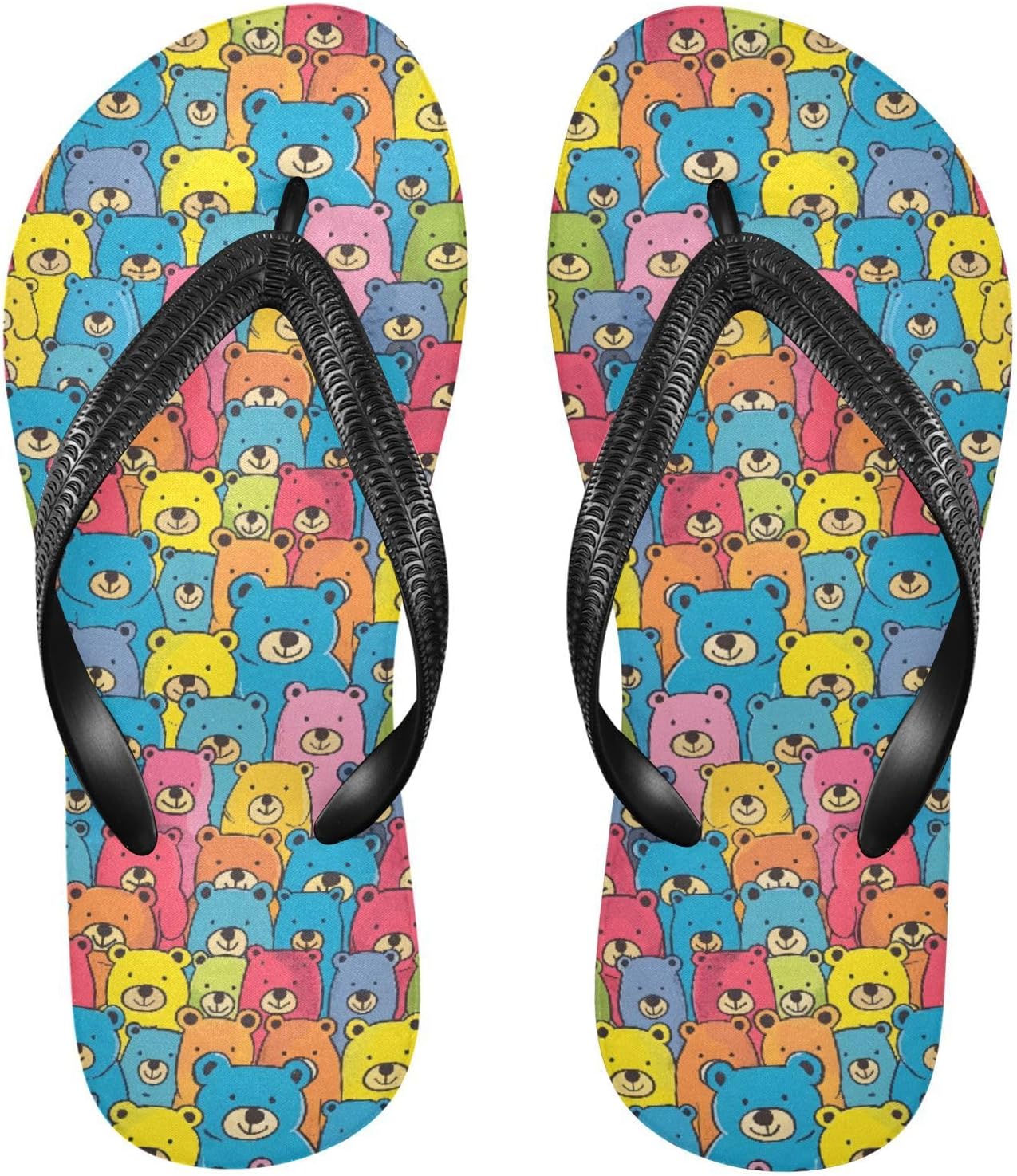 

Женские и мужские шлепанцы с яркими милыми медвежатами, женские тапочки, мужские сандалии, шлепанцы для душа, летние нескользящие шлепанцы для плавания, пляжа и ванной Mnsruu, Bear A8413