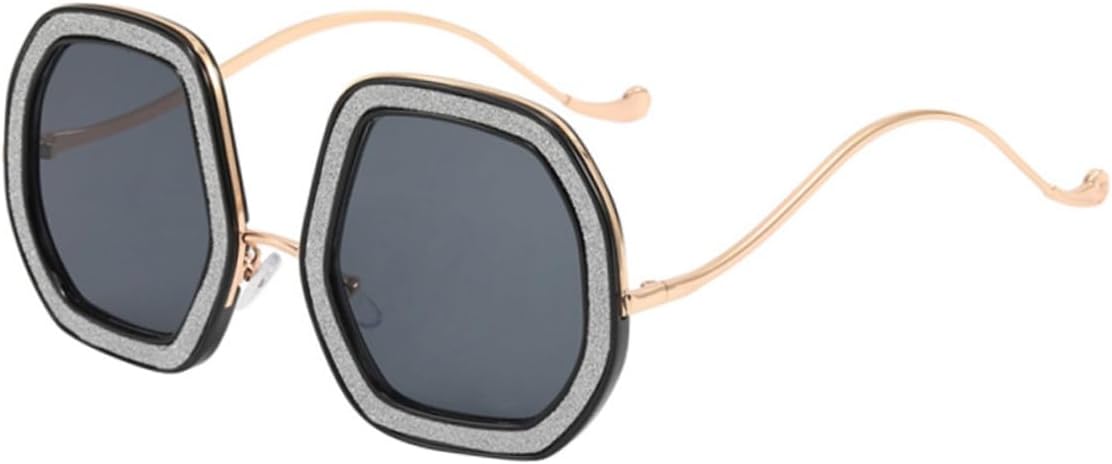 

Женские солнцезащитные очки SUPVOX в увеличенном черном корпусе с блестками и стразами, изогнутые дужки, защита от УФ-излучения, идеально подходят для пляжных вечеринок и отдыха, Grey