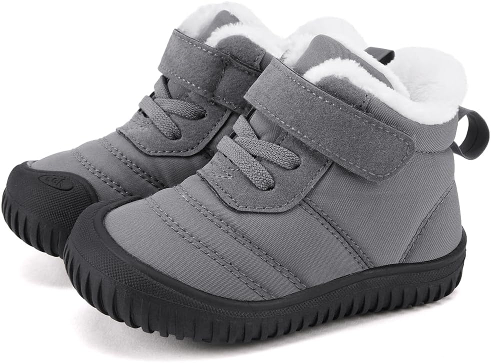 

Детские зимние ботинки BMCiTYBM для малышей, обувь для детей мальчиков и девочек с искусственным мехом для холодной погоды, Y-Grey