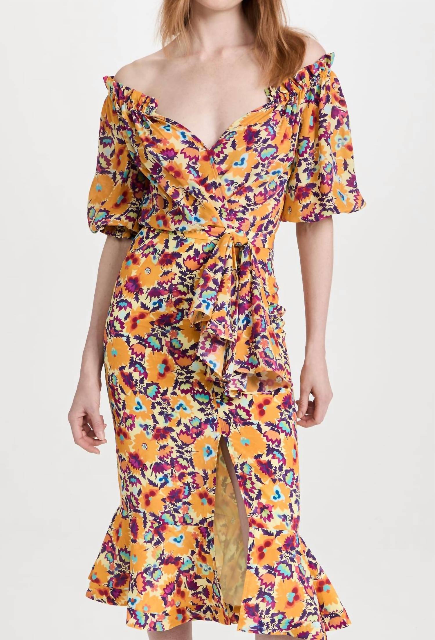 

Платье Оливия в цвете манго-подсолнух Saloni, цвет mango sunflower