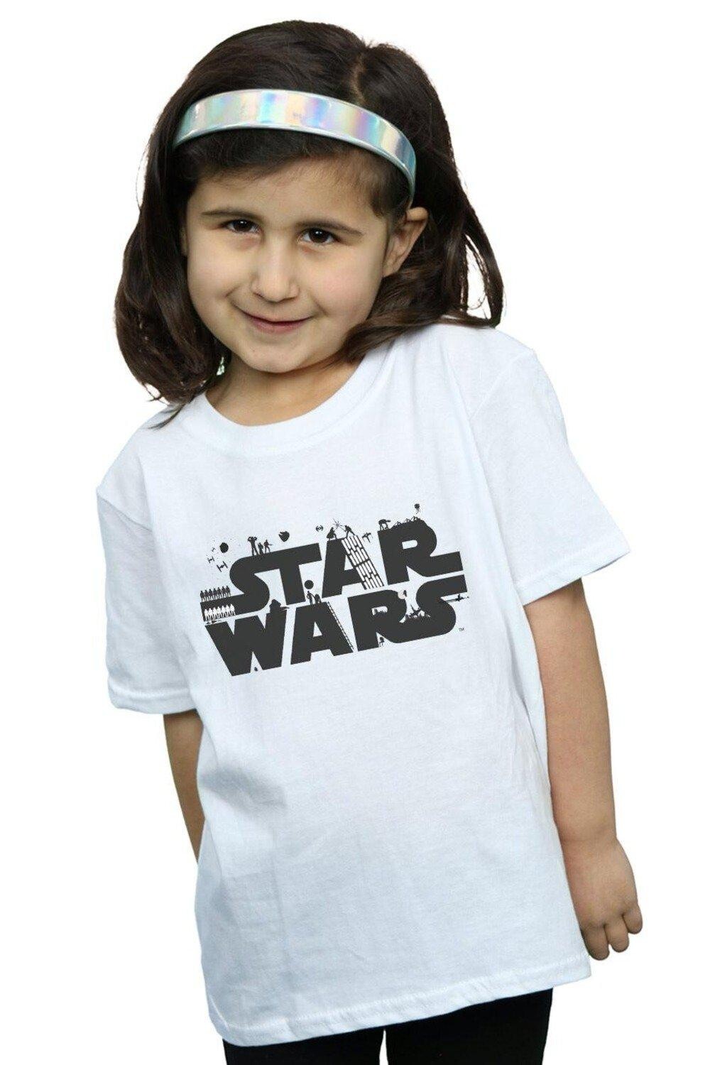 

Хлопковая футболка с минималистским логотипом Star Wars, белый