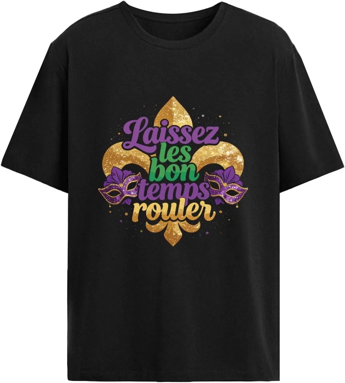 Футболка Laissez Les Bon Temps Rouler Mardi Gras 2026 Fleur De Lis для мужчин Generic, черный