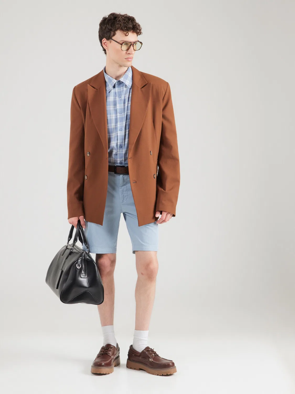 Шорты-чиносы Boss Slim fit, светло-голубые — фото 4
