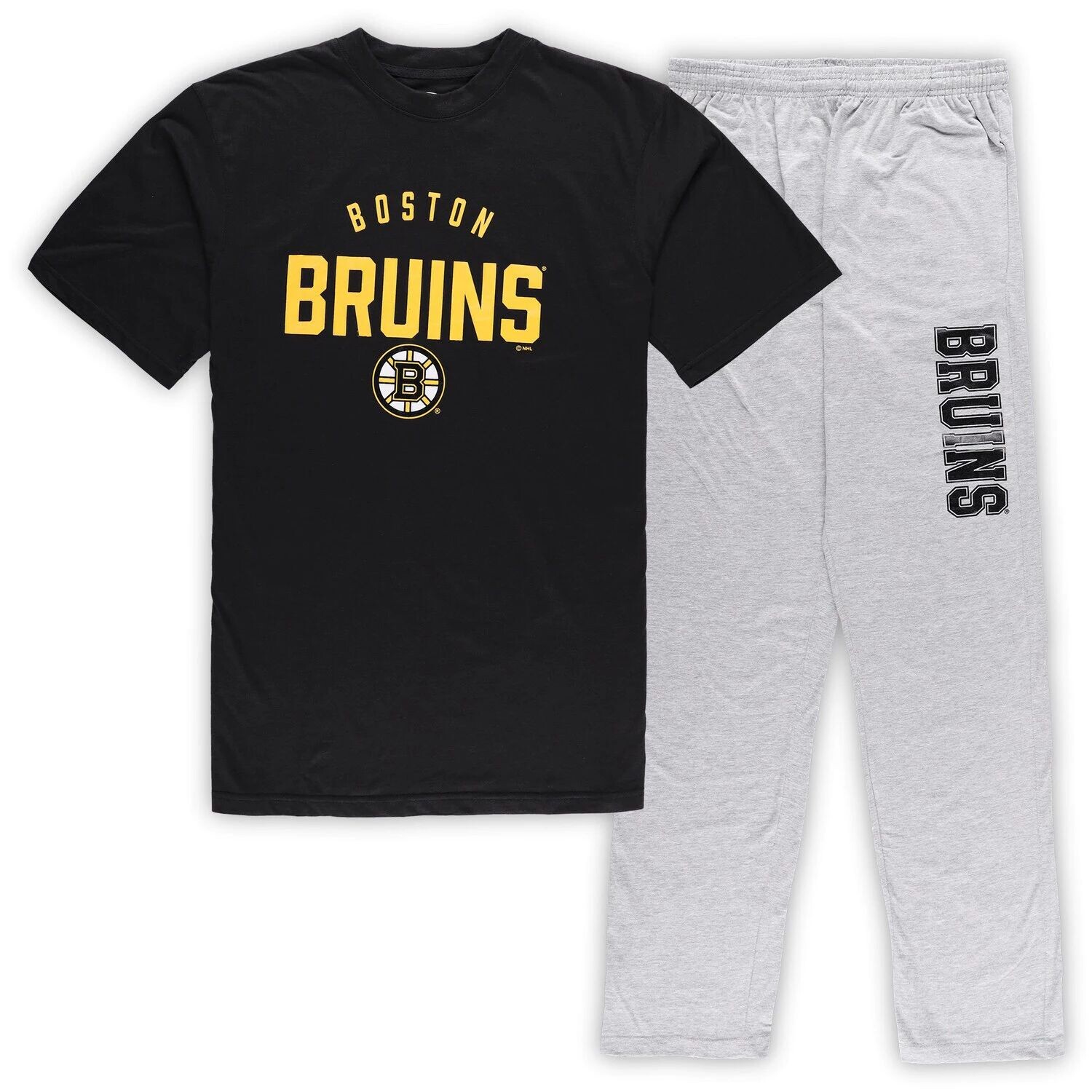 

Мужской комплект для отдыха с футболкой и брюками Boston Bruins черного/серого цвета Хизер Big & Tall