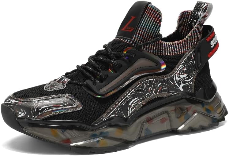 

Мужские дышащие повседневные баскетбольные кроссовки с сеткой и шнуровкой, легкие противоскользящие спортивные кроссовки, подходящие для повседневной носки, прогулок и бега Igzbibg, черный