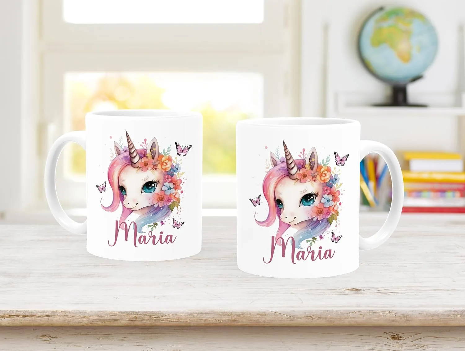 Детская кружка пластиковая Unicorn с именем для девочек белая SpecialMe — фото 4