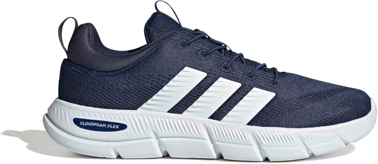 Мужские кроссовки Adidas Cloudfoam Flex на эластичных шнурках, Dark Blue Ftwr White Shadow Navy — фото 2