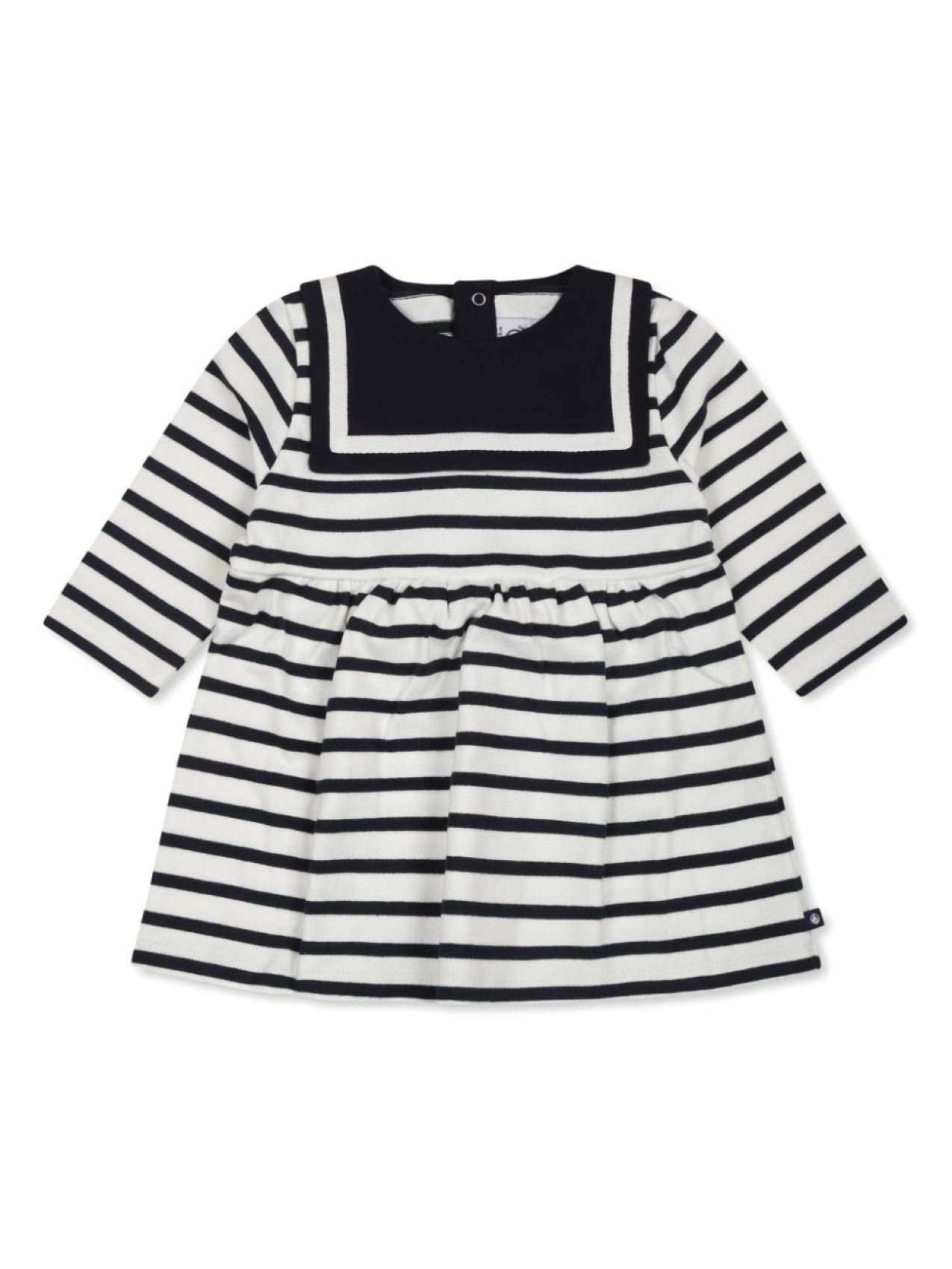 

Petit Bateau полосатое платье с длинными рукавами, белый