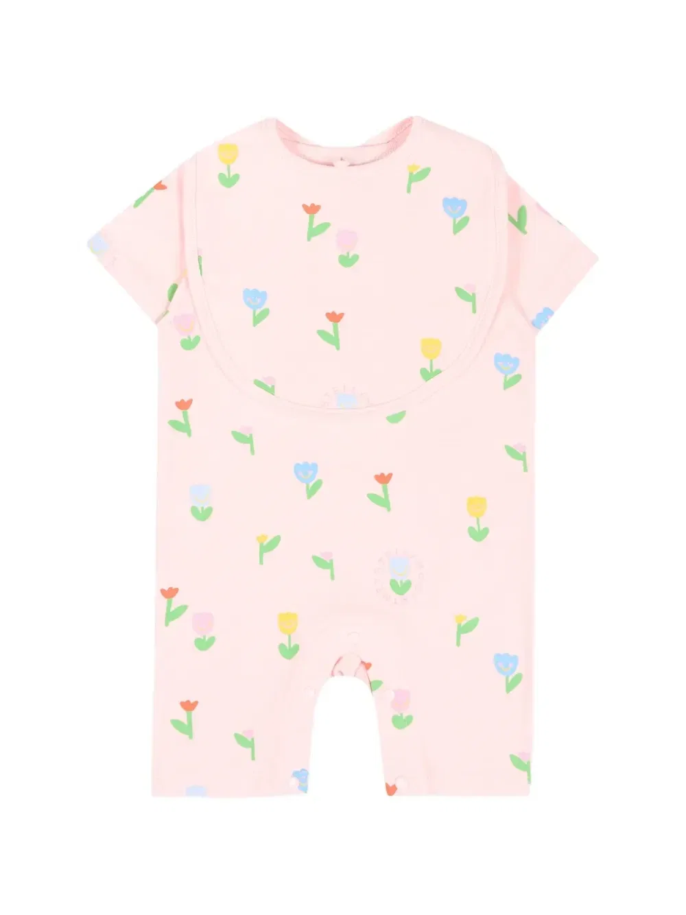 Комплект из нагрудника и ромпера с цветочным принтом Stella McCartney Kids, розовый