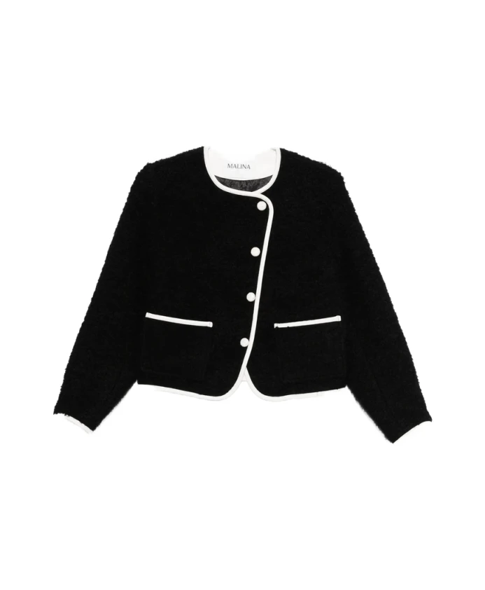 

Черное пальто из букле с застежкой на пуговицы. Malina, черный