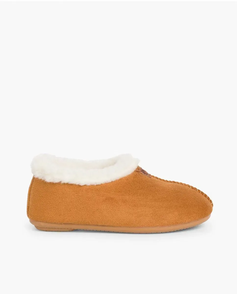 Закрытые детские домашние тапочки с подкладкой из овчины Pisamonas, Camel