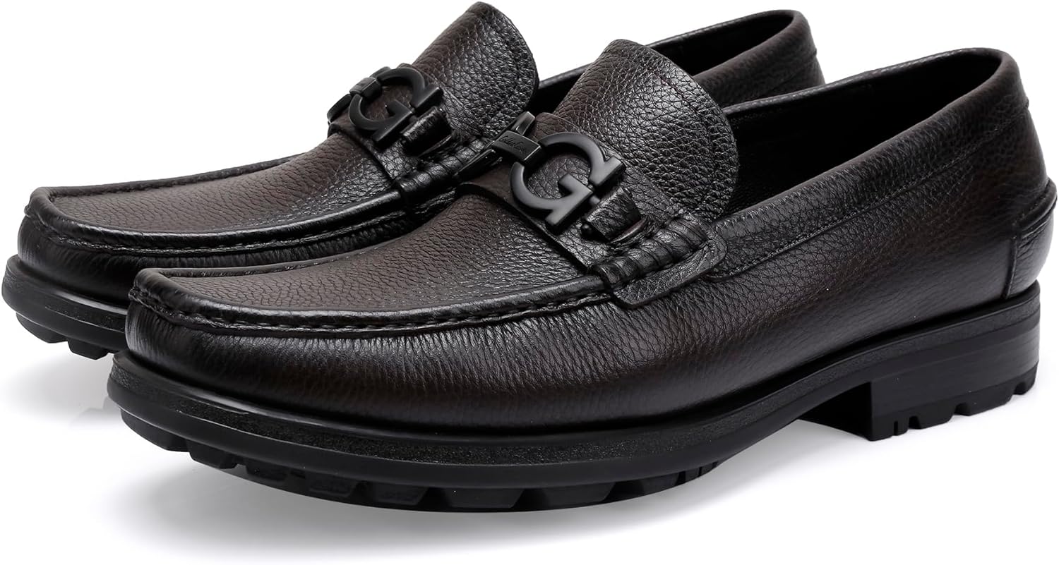 

Модные кожаные лоферы для мужчин Generic, Coffee