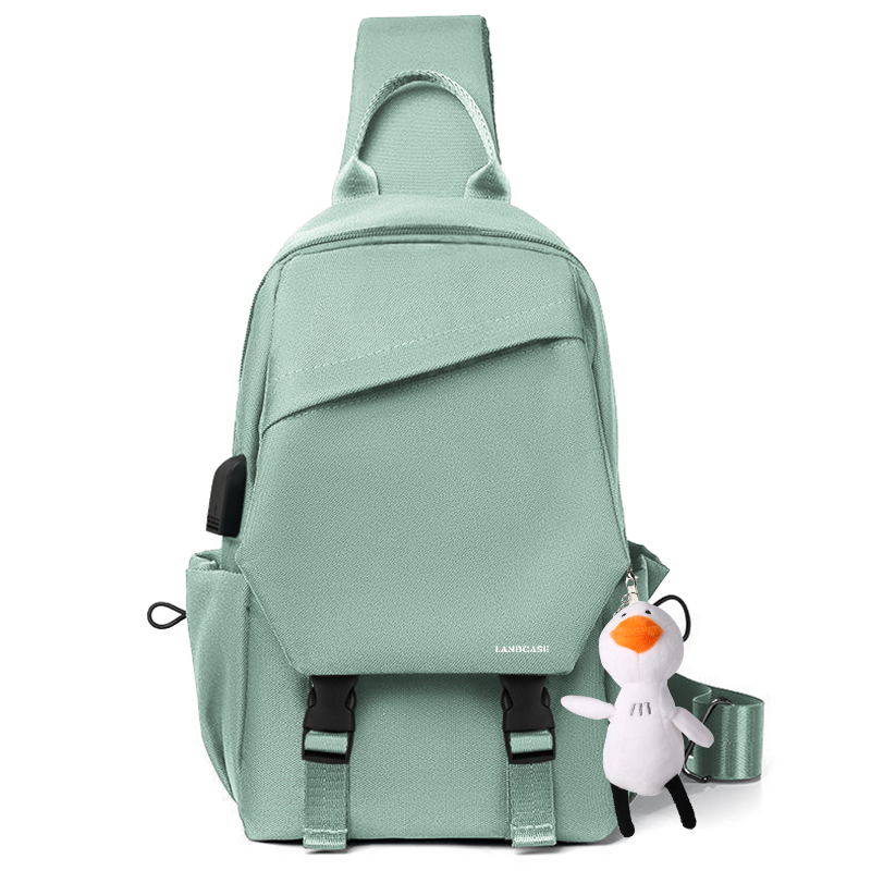 

LANDCASE Тканевый мессенджер слинг рюкзак унисекс разноцветный, Light Green+Flying Duck Charm