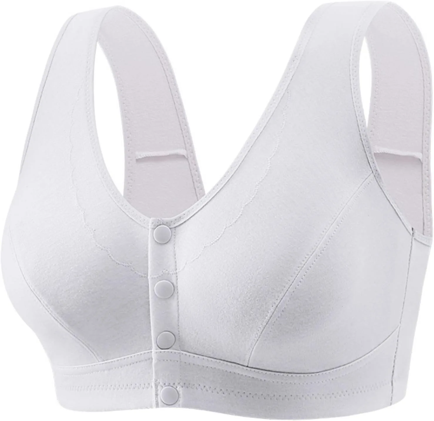 Бюстгальтер Daisy Bras для женщин без косточек, с застежкой спереди, удобный, без косточек, на кнопках, дышащий, легкий, на каждый день Generic, белый