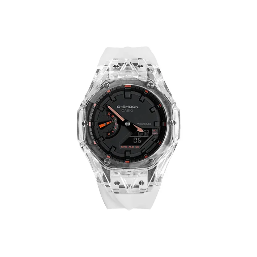 

CASIO Часы Unisex Liquid Crystal/Analog Dual Display Series Black Watch, Hublot Lava Orange White Strap