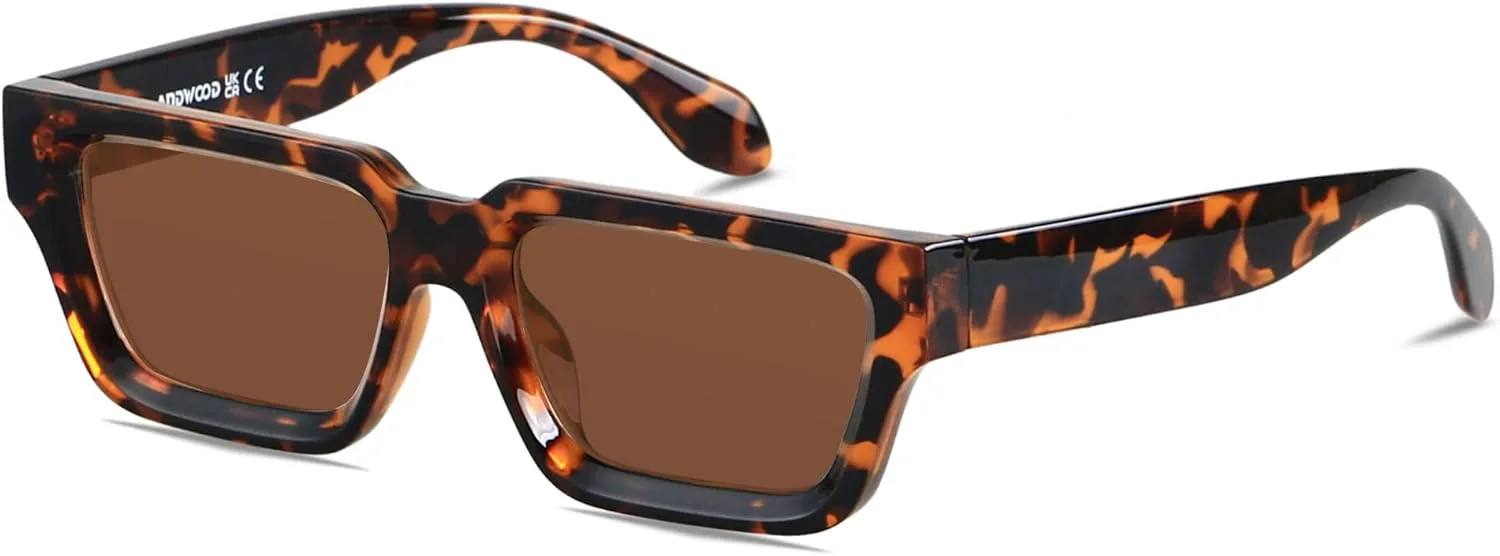 

Солнцезащитные очки ANDWOOD в толстой прямоугольной оправе для мужчин и женщин, массивные ретро-очки, простые дизайнерские прямоугольные солнцезащитные очки, Tortoise