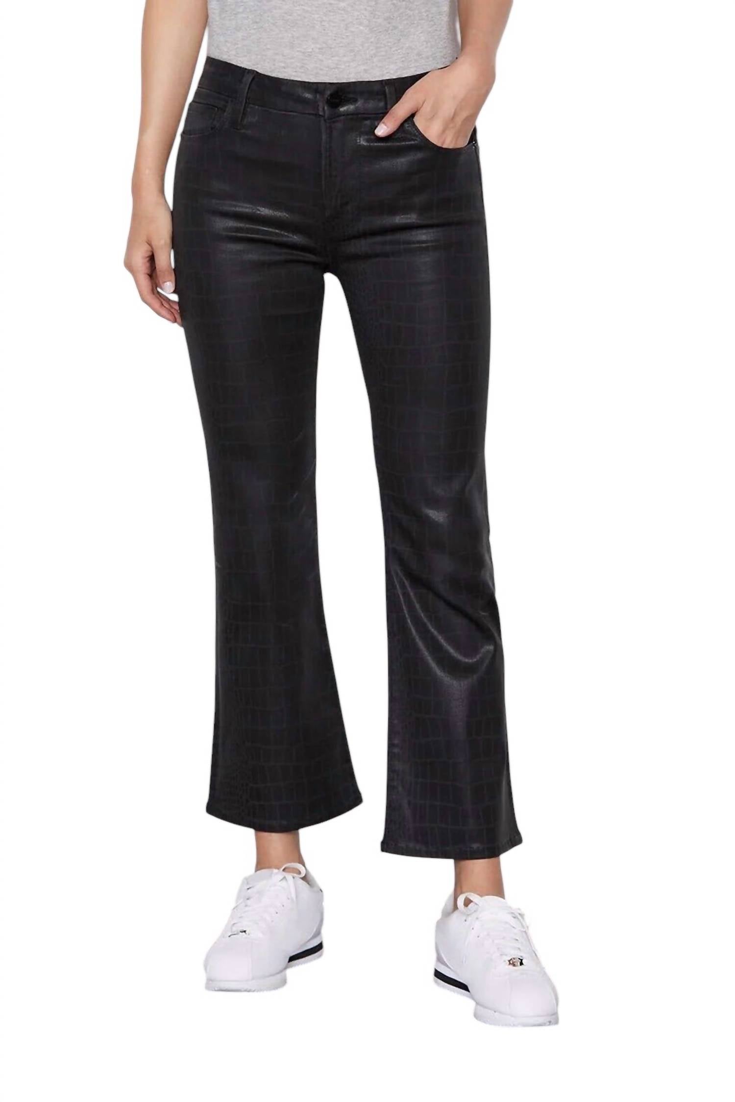 

Джинсы Le Mini Boot Crop Croc с покрытием черного цвета FRAME