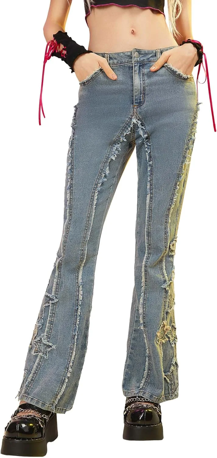 

Джинсы женские Winx Club Micotaku High Waisted Flared синие джинсовые Y2K