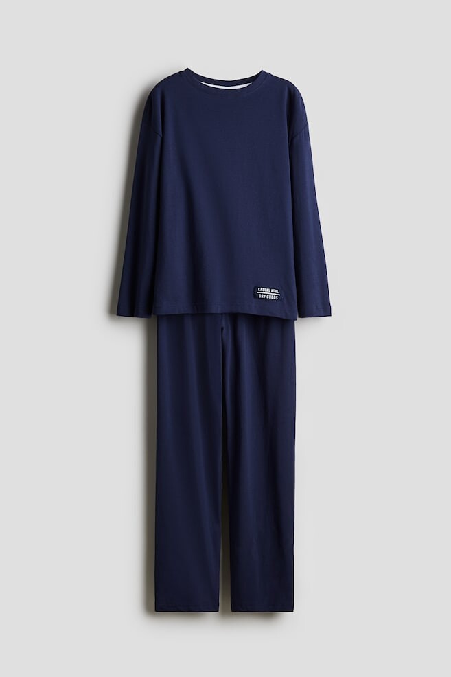 

Пижама из хлопкового трикотажа H&M, синий