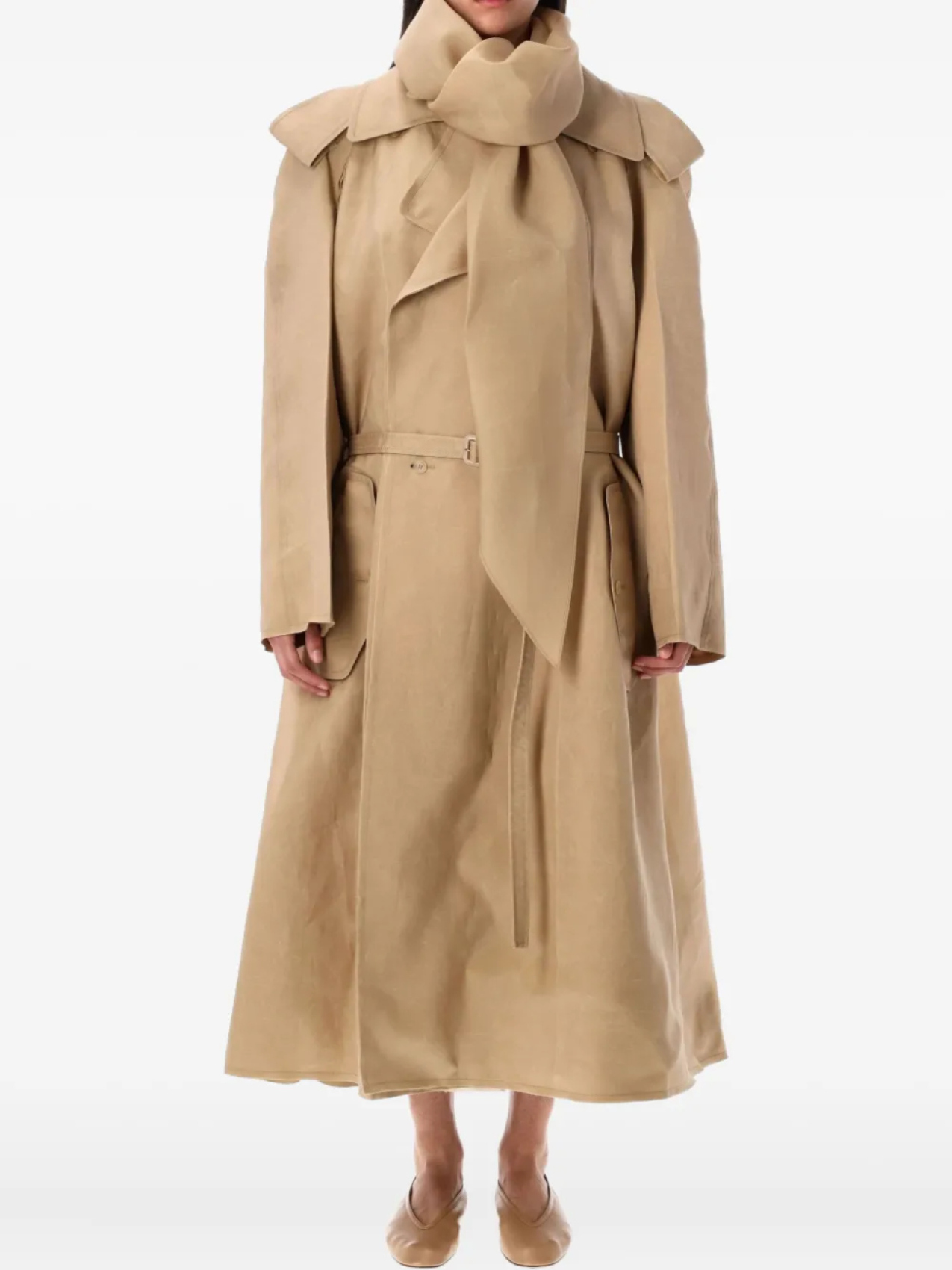 

Пальто-тренч с шарфом Carven, нейтральный