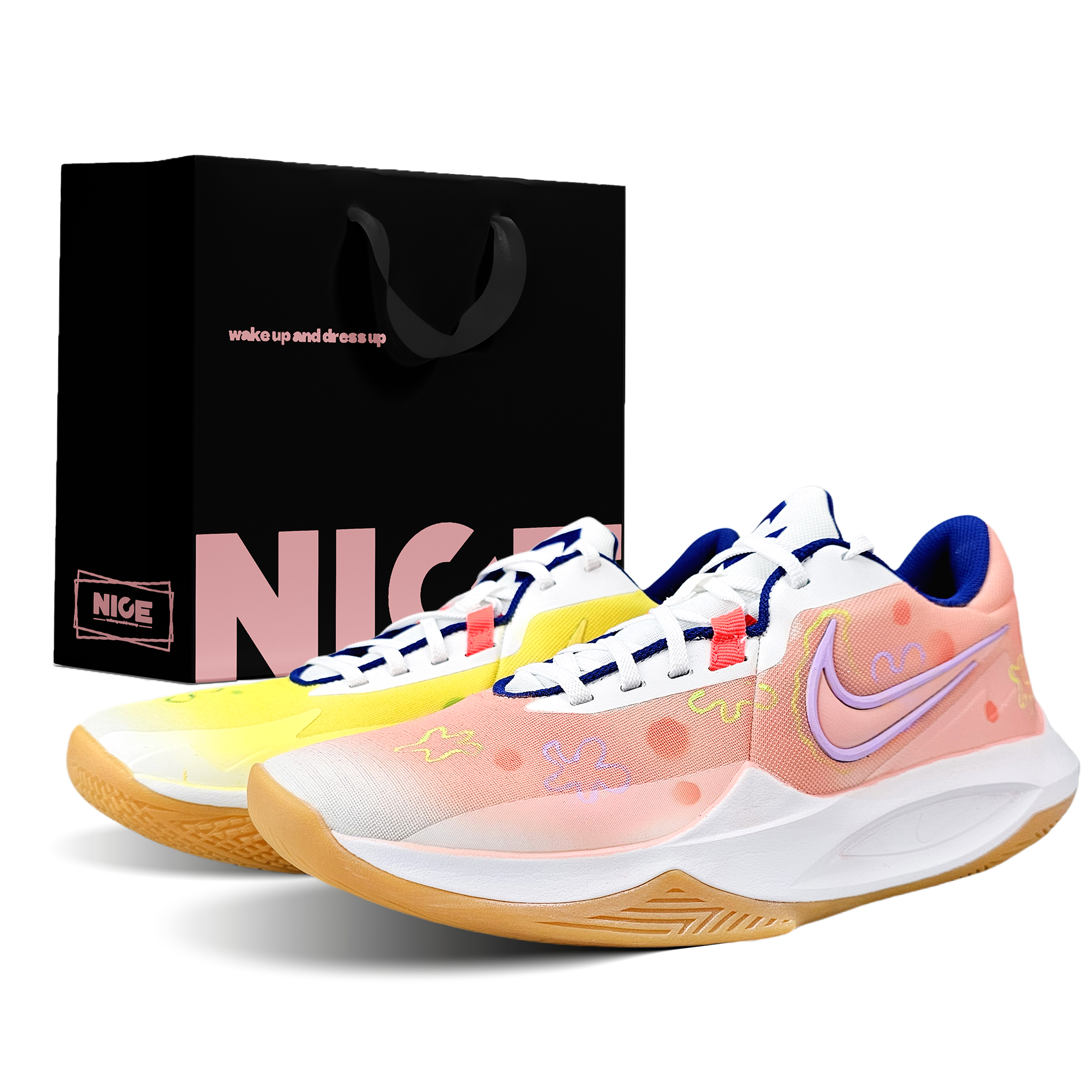 

Nike Баскетбольные кроссовки Precision 6 с низким верхом, устойчивые к истиранию, мужские, розово-желтые