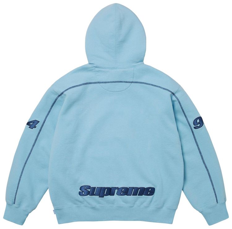 Толстовка Supreme Overlock с капюшоном, светло-голубая — фото 2