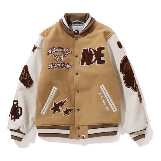 

Куртка-бомбер A Bathing Ape BAPE Multi Motif Varsity Jacket, цвет 'Бежевый'