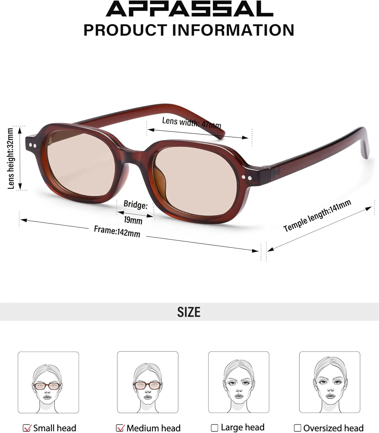 

Ретро-солнцезащитные очки маленького прямоугольного размера для женщин и мужчин, модные солнцезащитные очки округлой квадратной формы AP3749 Appassal, C4 Brown/Tea