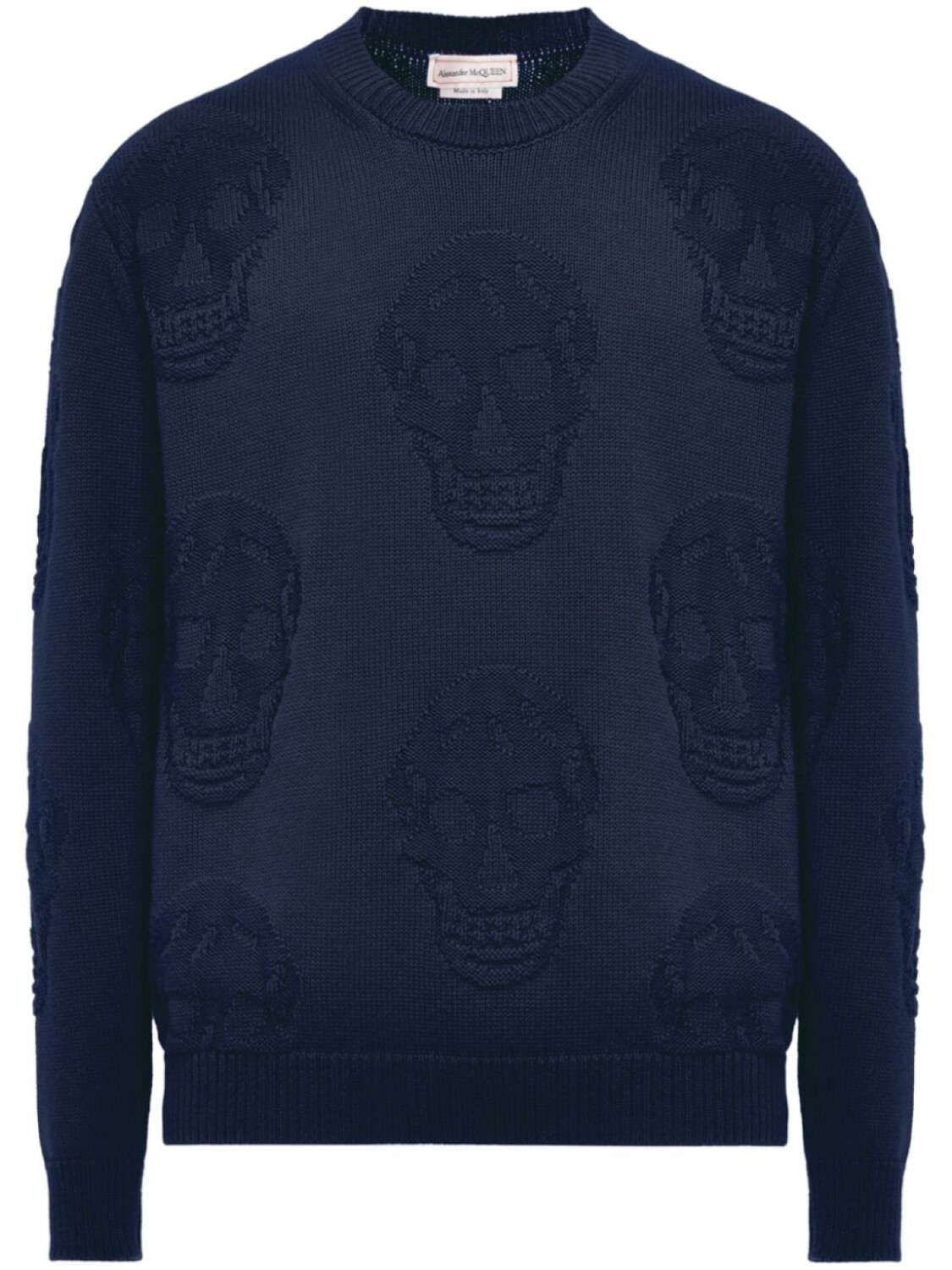 

Alexander McQueen фактурный джемпер с декором Skull, синий