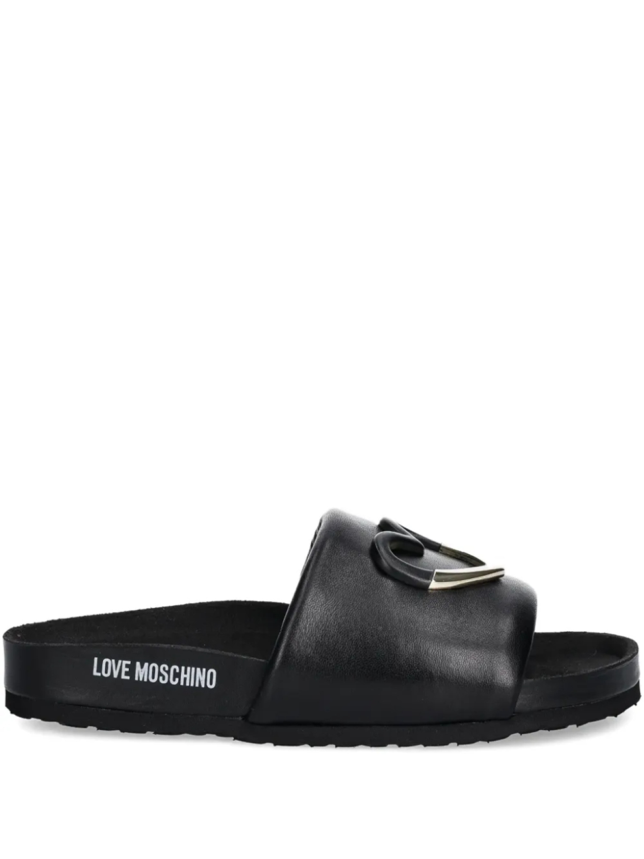 Кожаные шлепанцы с логотипом Love Moschino, черный