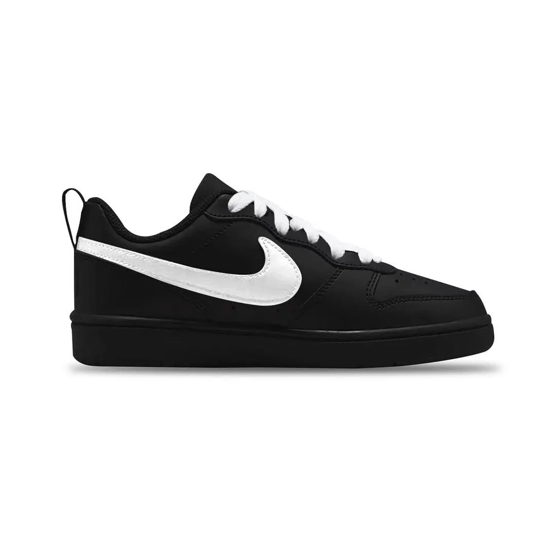 Кроссовки для скейтбординга детские Court Borough Leather Anti Kick Abrasion Resistant Lightweight Cushioning Low top унисекс Nike, Black Graffiti — фото 4