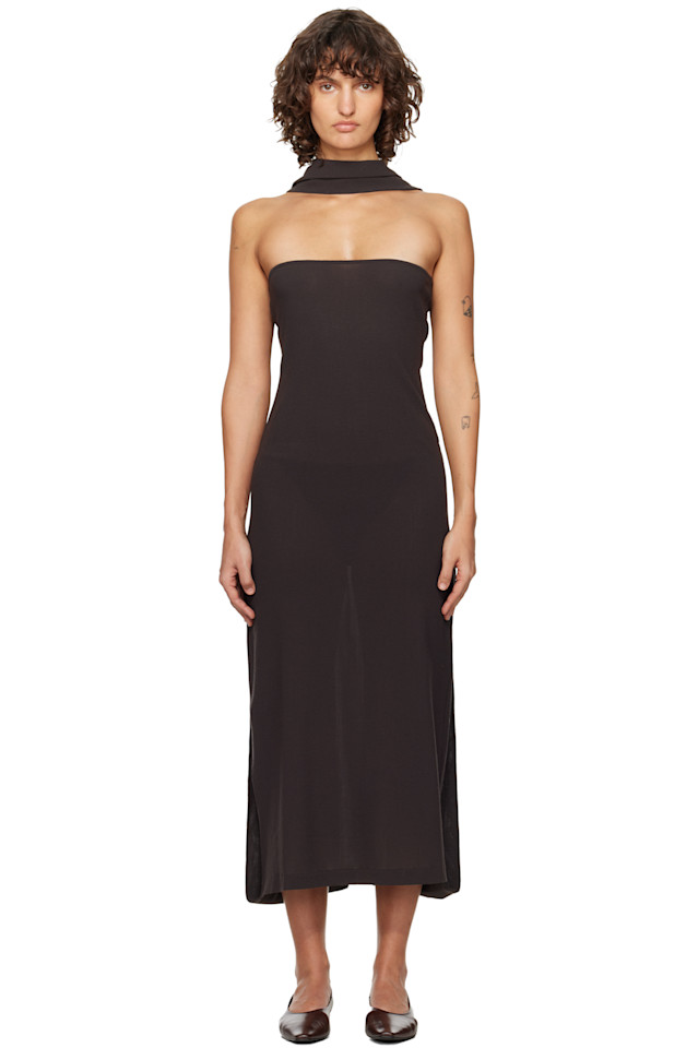 

Paloma Wool Длинное платье альберч коричневого цвета