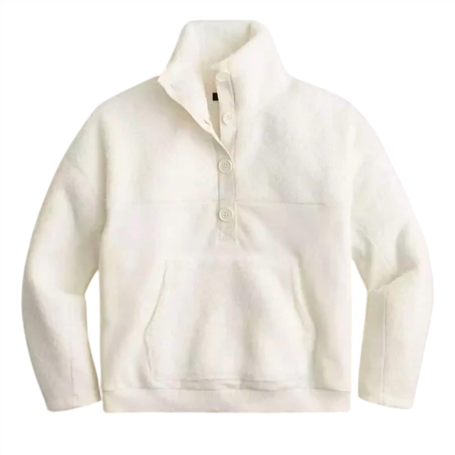 

Толстовка Teddy Sherpa с пуговицами спереди цвета слоновой кости J.Crew
