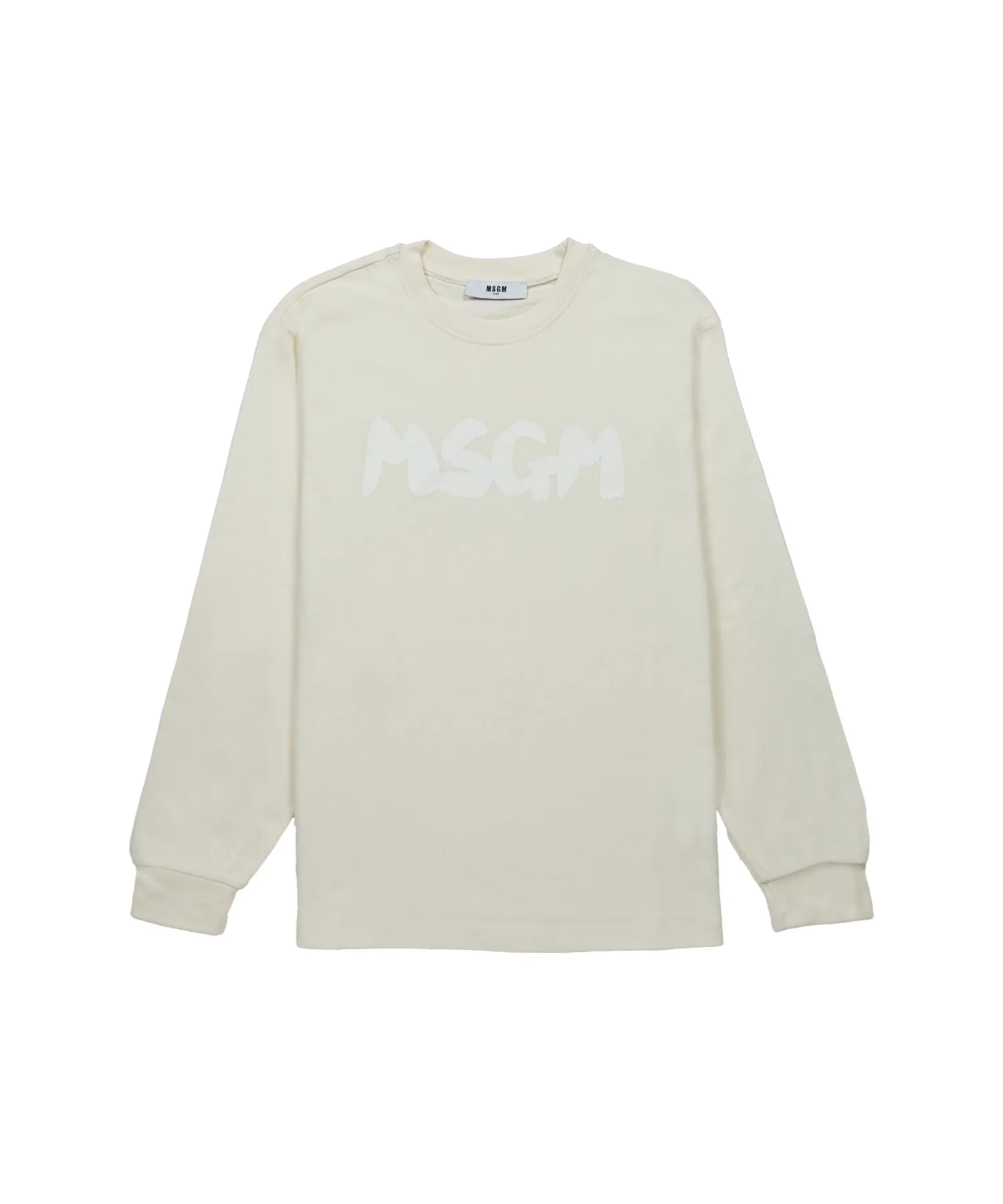 Детская футболка с длинным рукавом NEW BRUSH STROKE LOGO MSGM KIDS кремовая