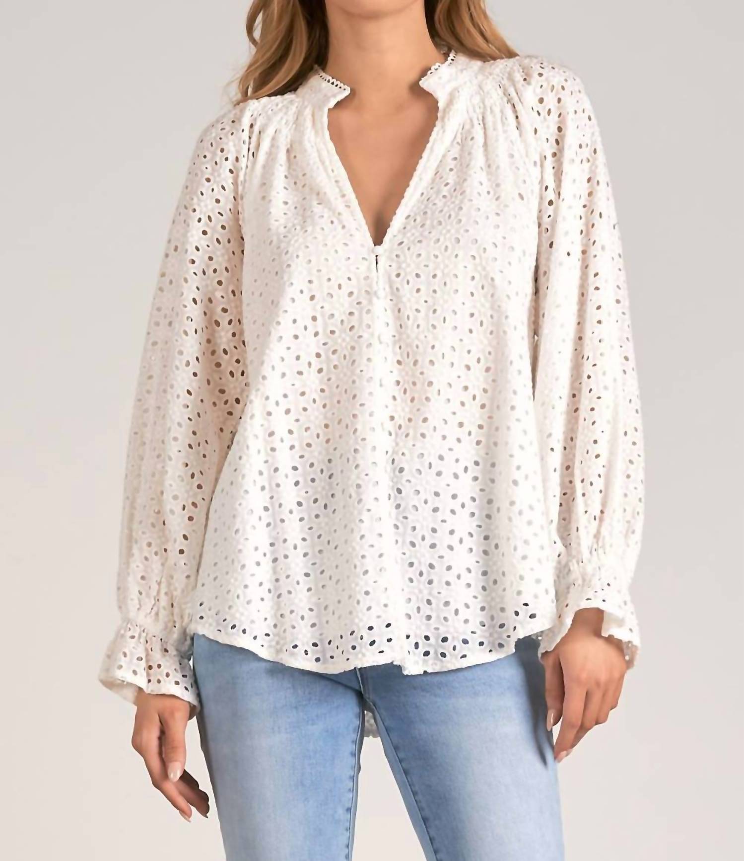 

Топ с длинными рукавами и люверсами, белый Charlie B, белый